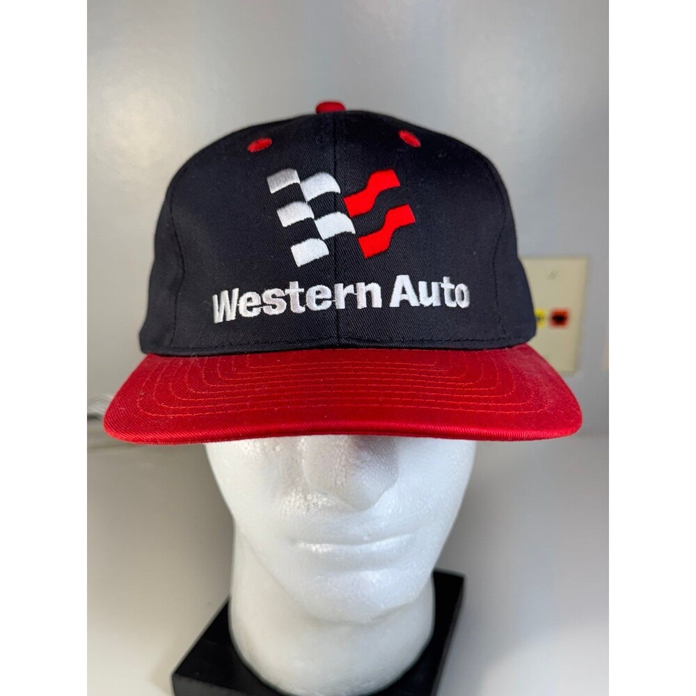 Vintage Western Auto Parts Store Snapback Hat Cap Red Black